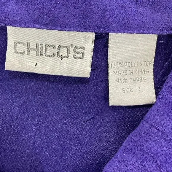 Chicos Womens Jacket | Size 1 | Royal Purple | Textured Fabric | Lightweight - Picture 3 of 10